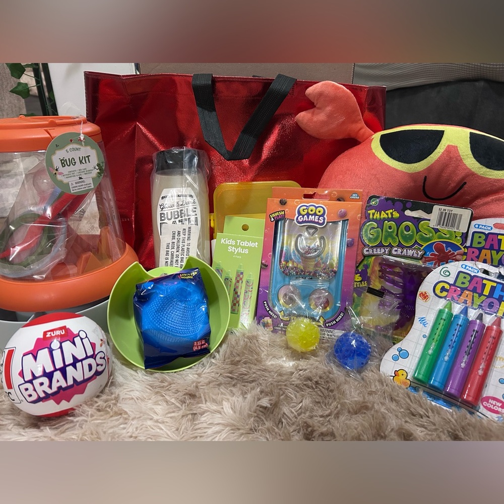 NEW Kids Boys Gift Basket - Mystery Box Bundle - Bug Kit, Mini Brands, Toys ++